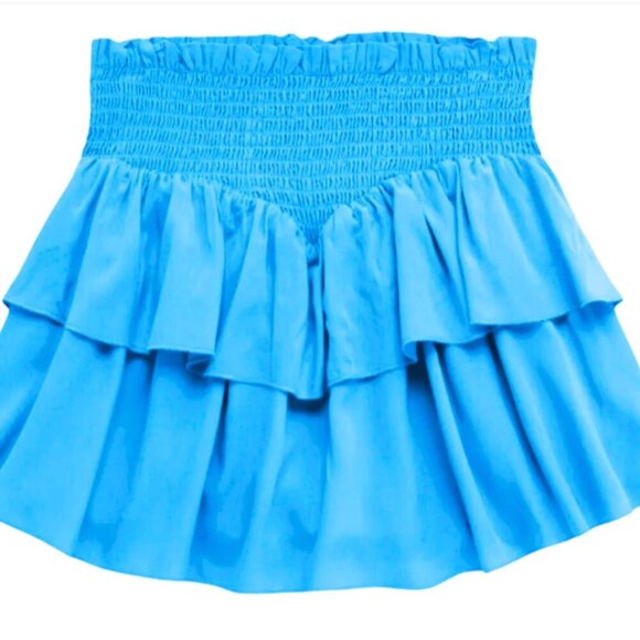 Katie J NYC Brooke Teal Ruffle Smocked Skirt - {M 10} - Picture 1 of 3